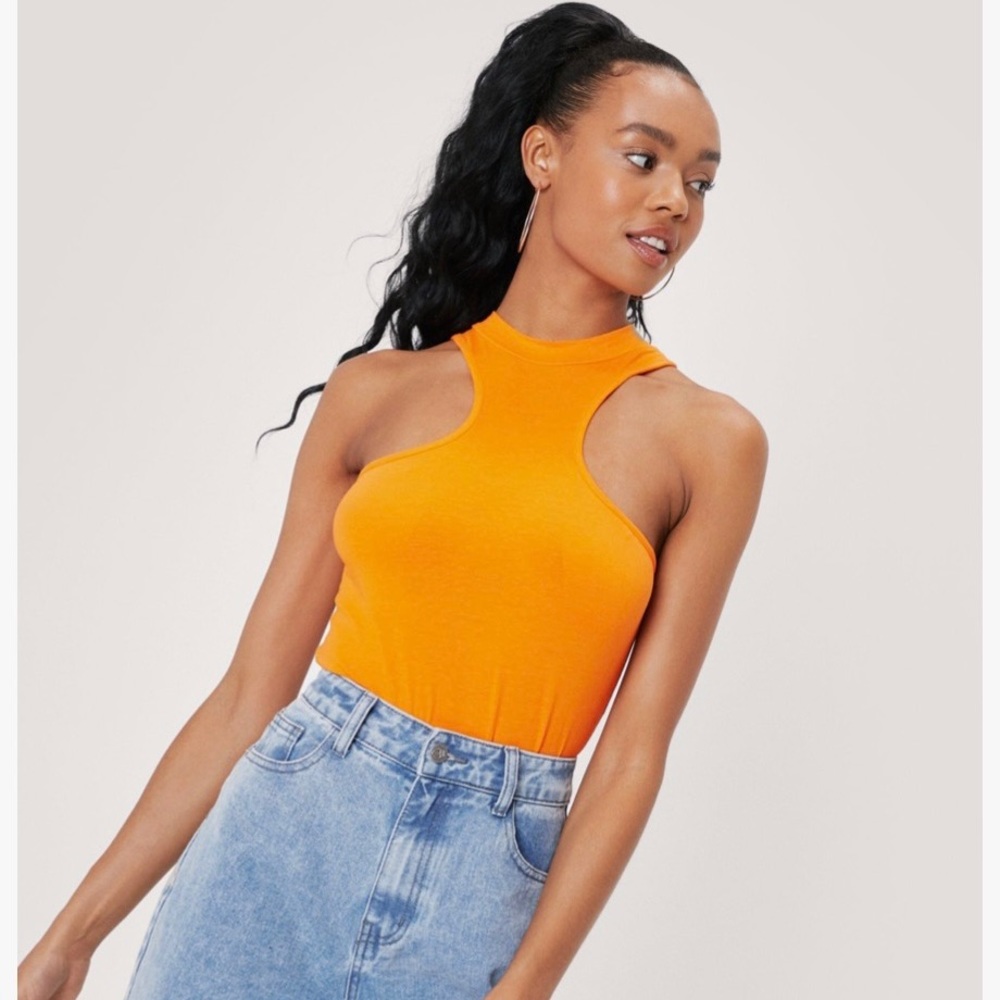Nasty gal racer back jersey high leg bodysuit NWT